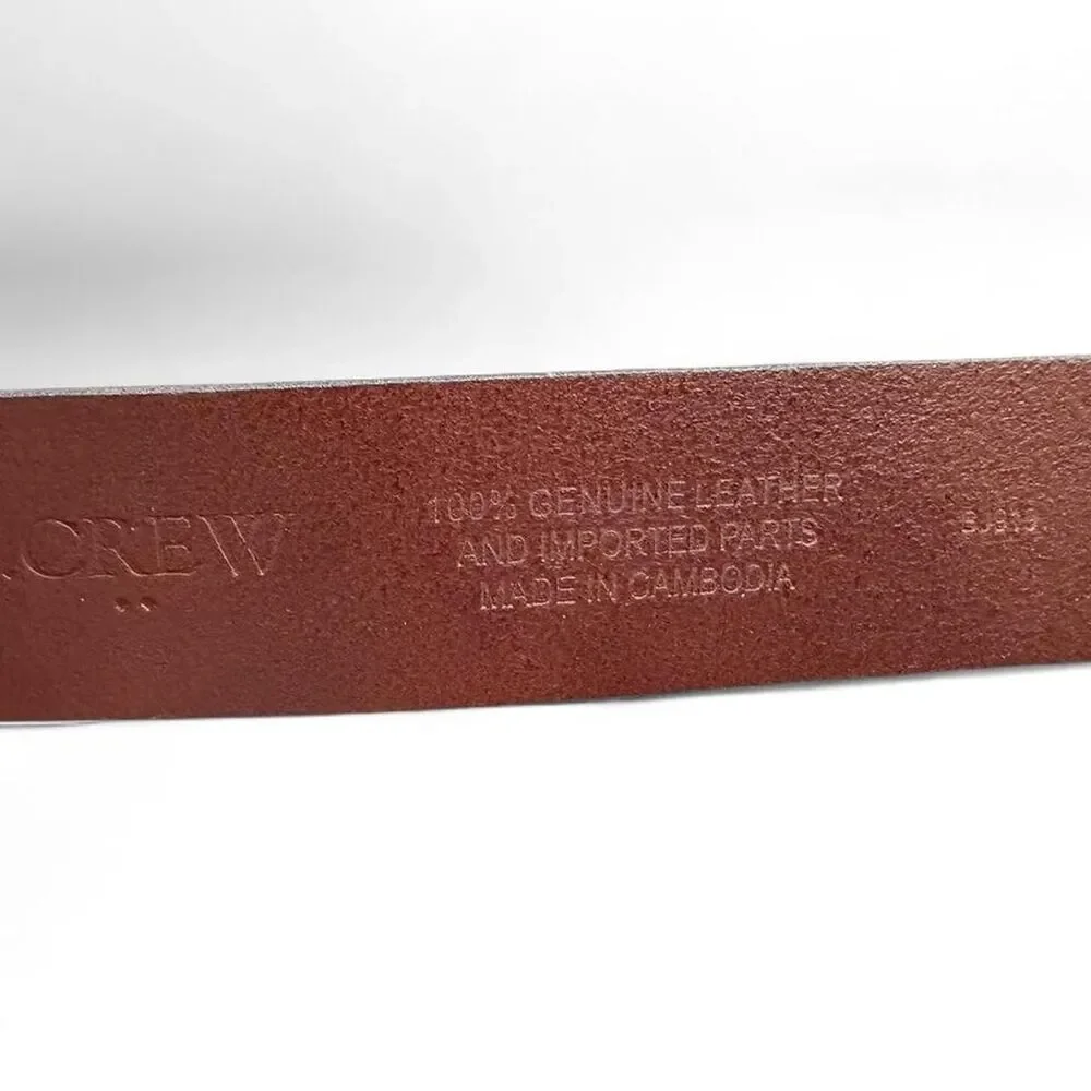 J.Crew NWT Brown Genuine Leather Belt Gold Oval Buckle Size L XL  1.25” Wide - Picture 5 of 7